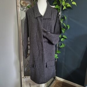 Soft Surroundings Merino Wool Charcoal Grey Loose Fit Coatagen Medium